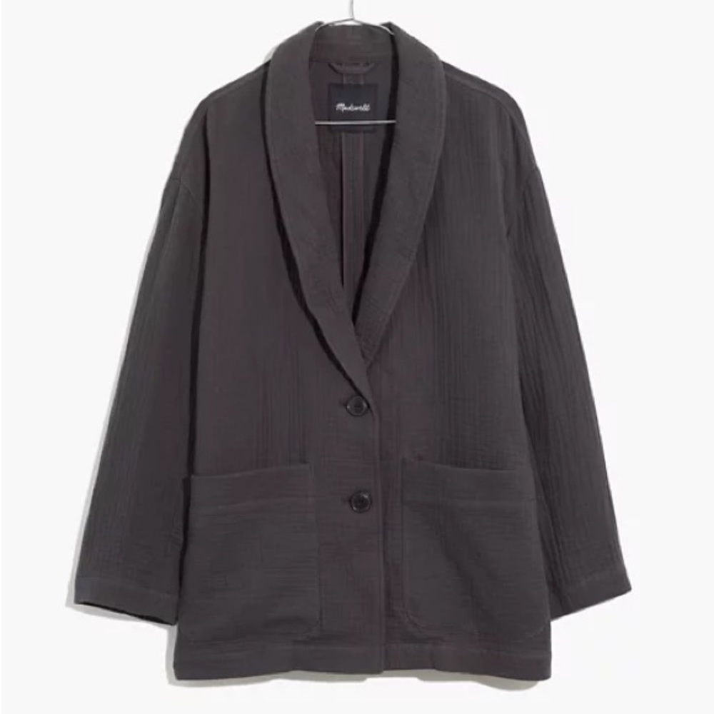 Madewell Lightspun Washed Black Shawl Collar Blazer